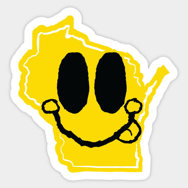 Wisconsin Happy Face with tongue sticking out Sticker by pelagio